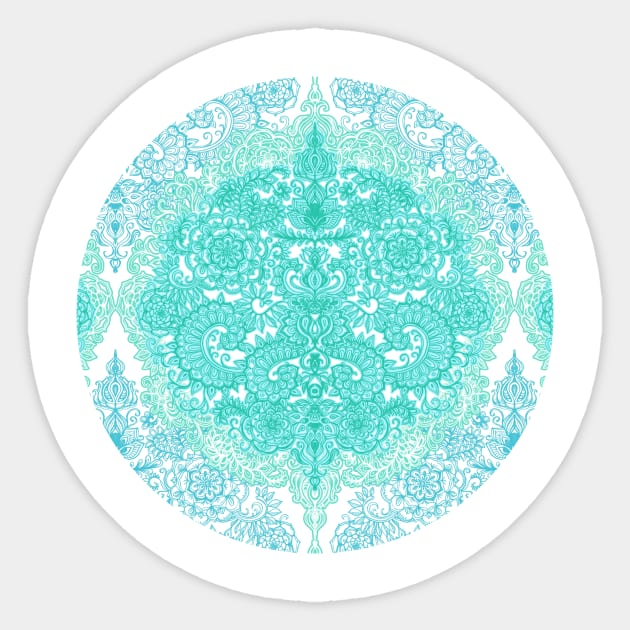 Happy Place Doodle in Mint Green & Aqua Sticker by micklyn